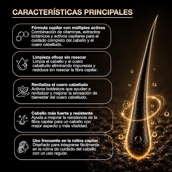 Champu Anticaida Hombre y Mujer 400ml | Formula Completa de Champu Cafeina + Biotina + Ginseng + Vitaminas Para el Pelo | Estimula el Crecimiento, Fortalece la Raíz | Sin Sulfatos | Uso Diario - 4