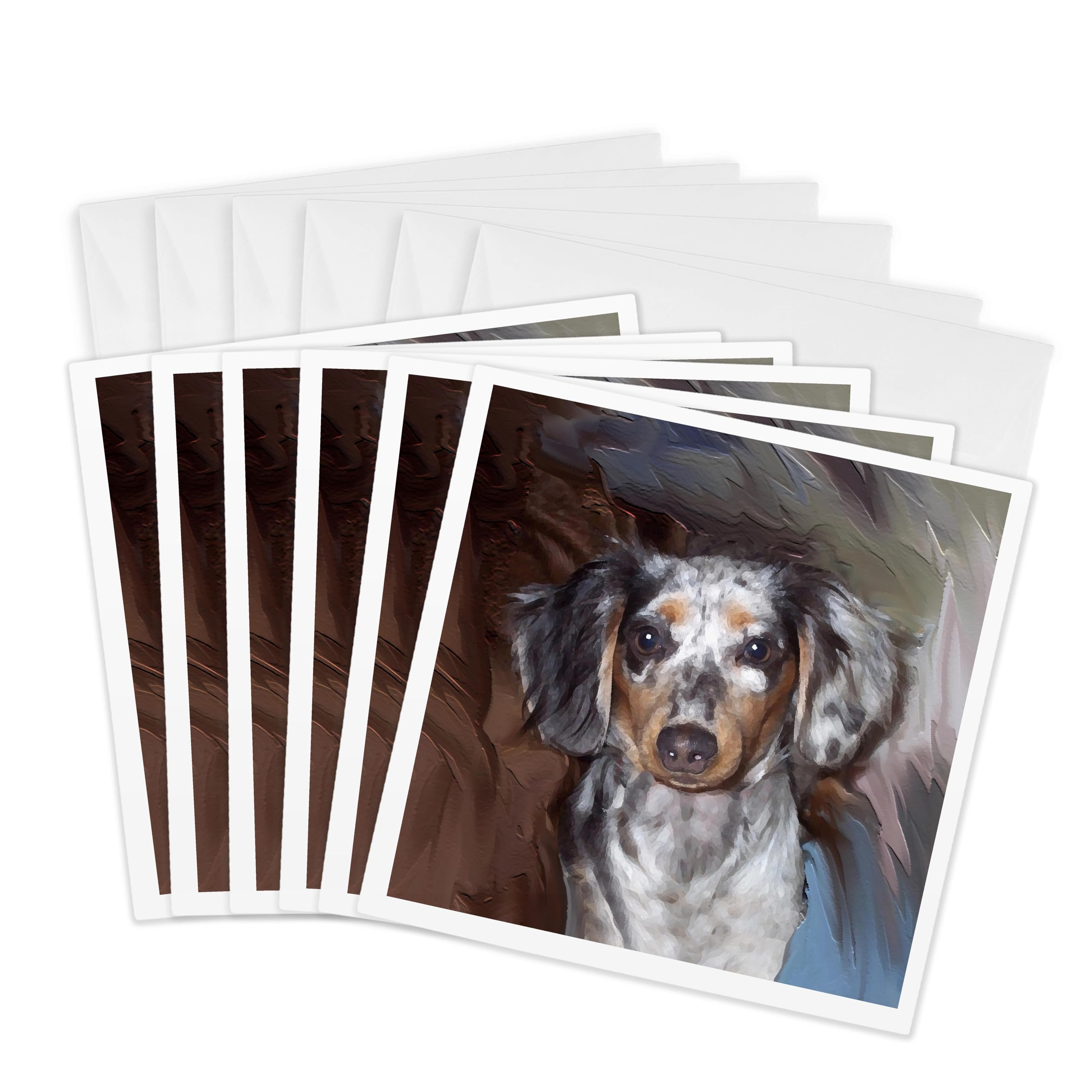 3Drose Dapple Dachshund - Greeting Cards, 6 by 6-inches, Set of 6 (gc_4479_1)