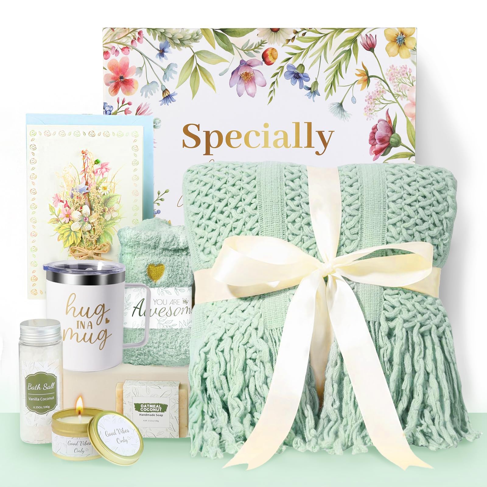 Panier cadeaux de soins personnels pour femme avec couverture de luxe et coffret bien-être