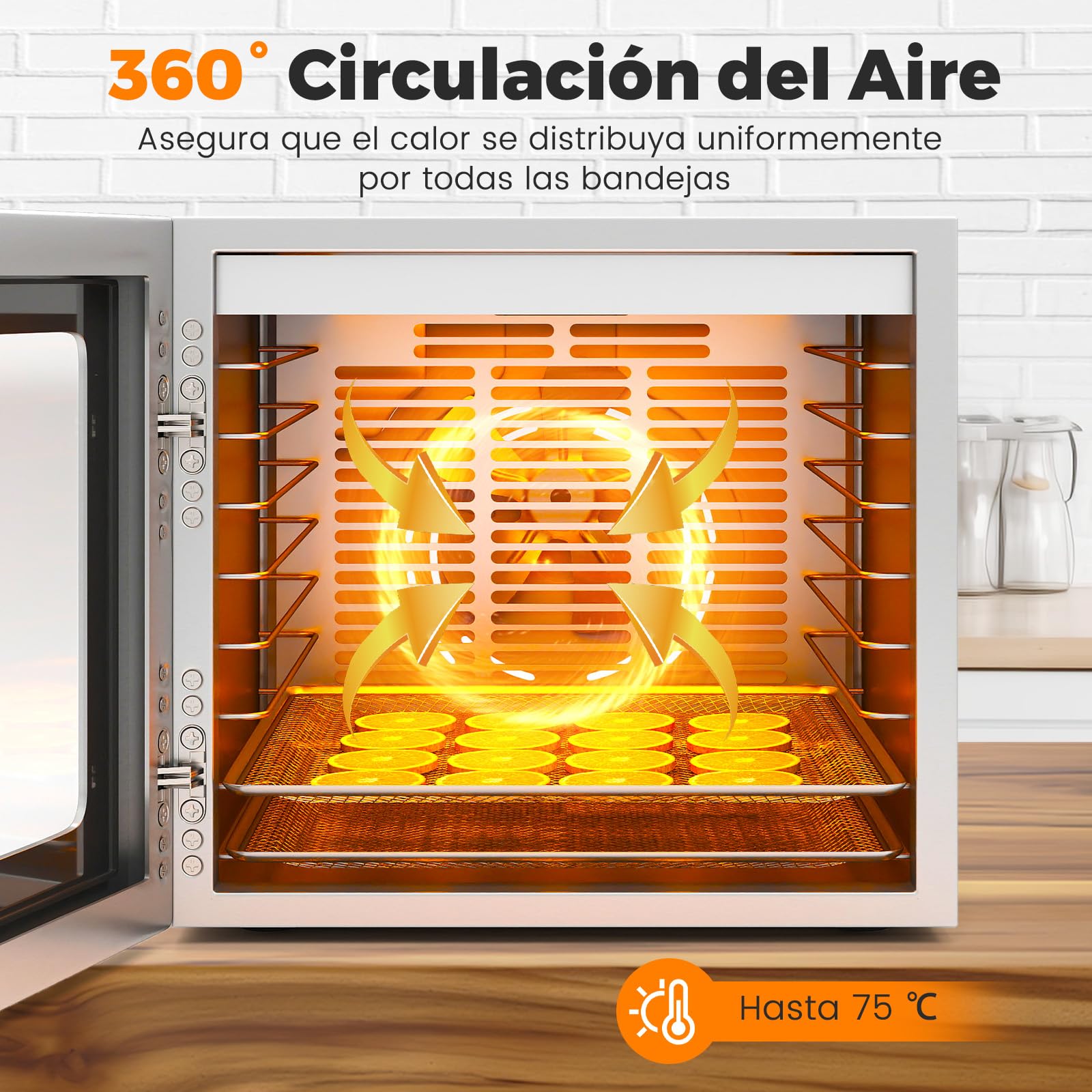 COSTWAY Deshidratador de Alimentos, 8 Bandejas de Acero Inoxidable, Liofilizadora de 850W, Temporizador de 48H, Temperatura de 35℃ a 75℃, Dehydrator