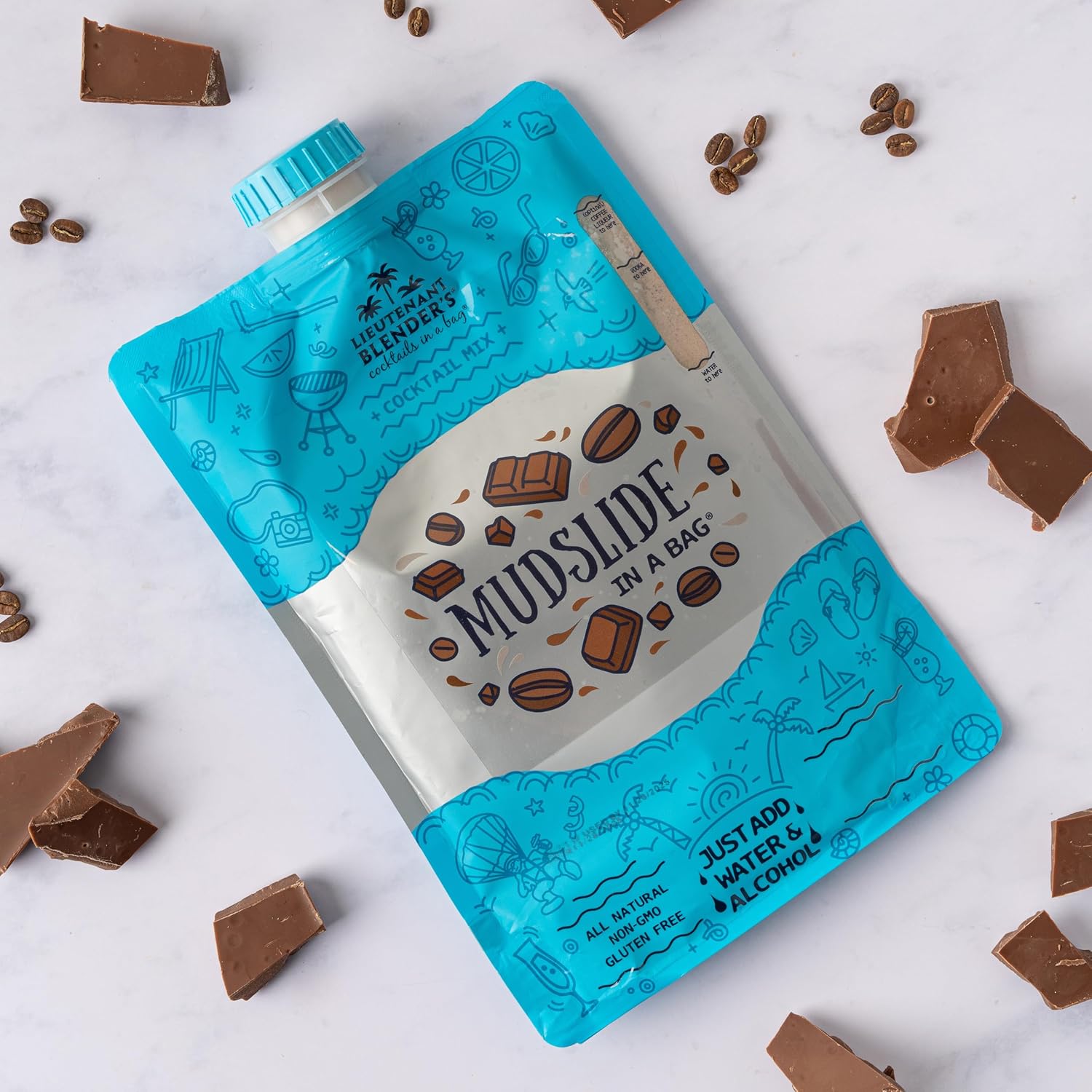 Lt. Blender's Mudslide Cocktail Mix - All Natural Creamy Rich Chocolate Coffee Blend, Easy to Make Slushy Cocktail, Resealable and Portable, 16 Servings per bag (3 Pack)