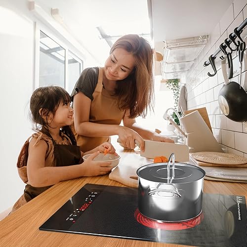 Miniatura 2 de VBGK Cocina eléctrica, estufa eléctrica de 110 V, estufa eléctrica de un solo quemador, control táctil LED, 9 niveles de potencia, bloqueo y