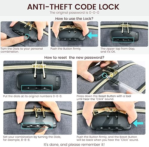 Miniatura 8 de LOVEVOOK Mochila para laptop para mujer, bolsa antirrobo de viaje de gran capacidad, mochila para computadora de negocios, mochila de senderismo