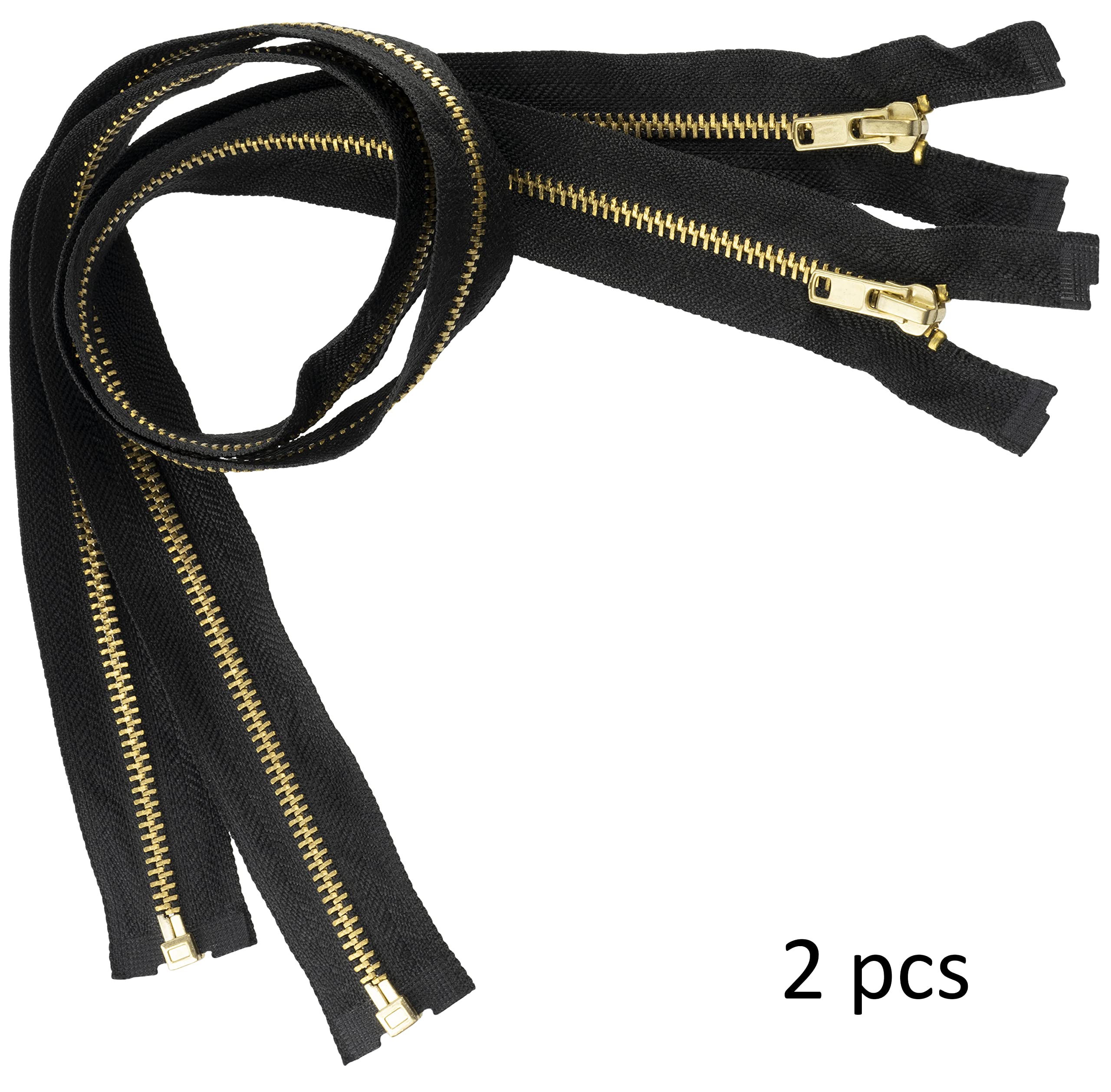 AERZETIX - C61320 – Set of 2 No.4 Zippers Separable 60 cm Metal – Colour: Black – Pull Slider Vests Leather Craft Sewing Jeans Skirt Haberdashery Clothing Jacket Dress