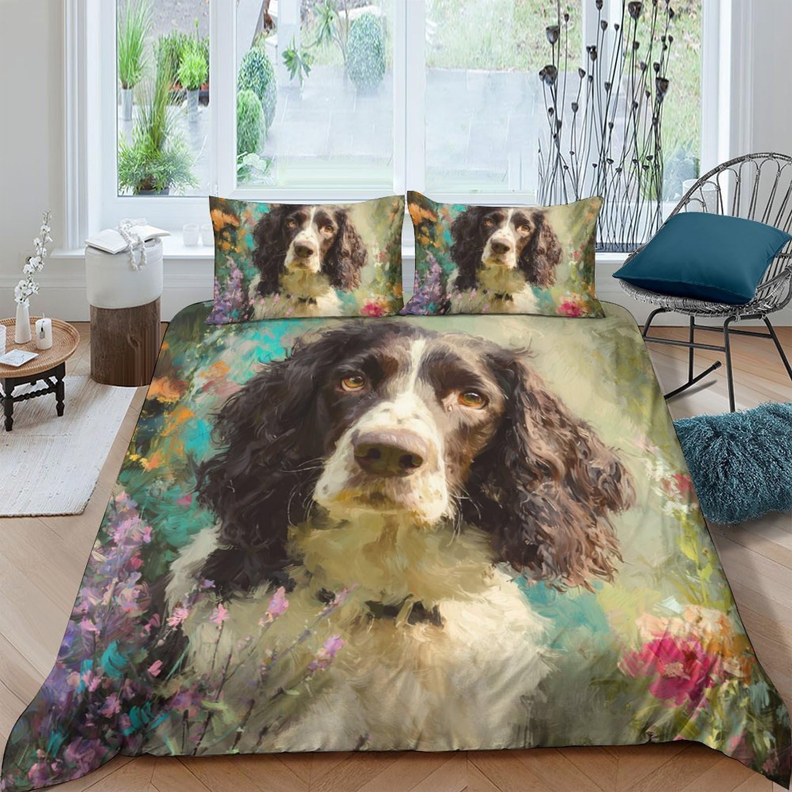 Ctjqhvkz Style-1 3D Printed Dog Portrait Fitted Sheet Microfiber Soft Bed Cover For Bedroom Guest Room Decor Easy Care Single（135X200cm）