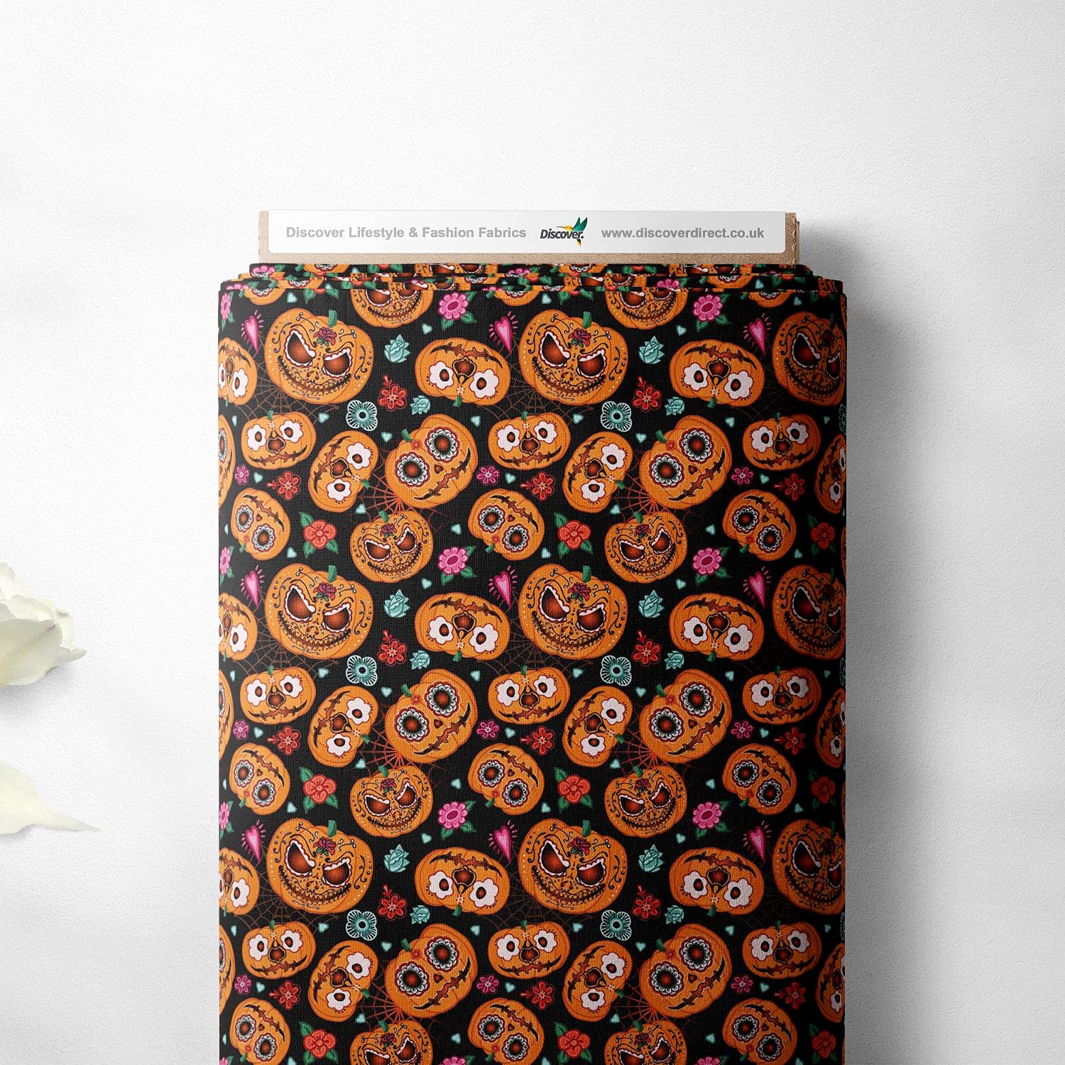 Discover Lifestyle & Fashion Fabrics Pumpkins 100% Cotton Halloween Spooky Design Children Kids Craft Quality Fabric Material | 55" - 140 Cm Wide (Per Quarter Metre, )