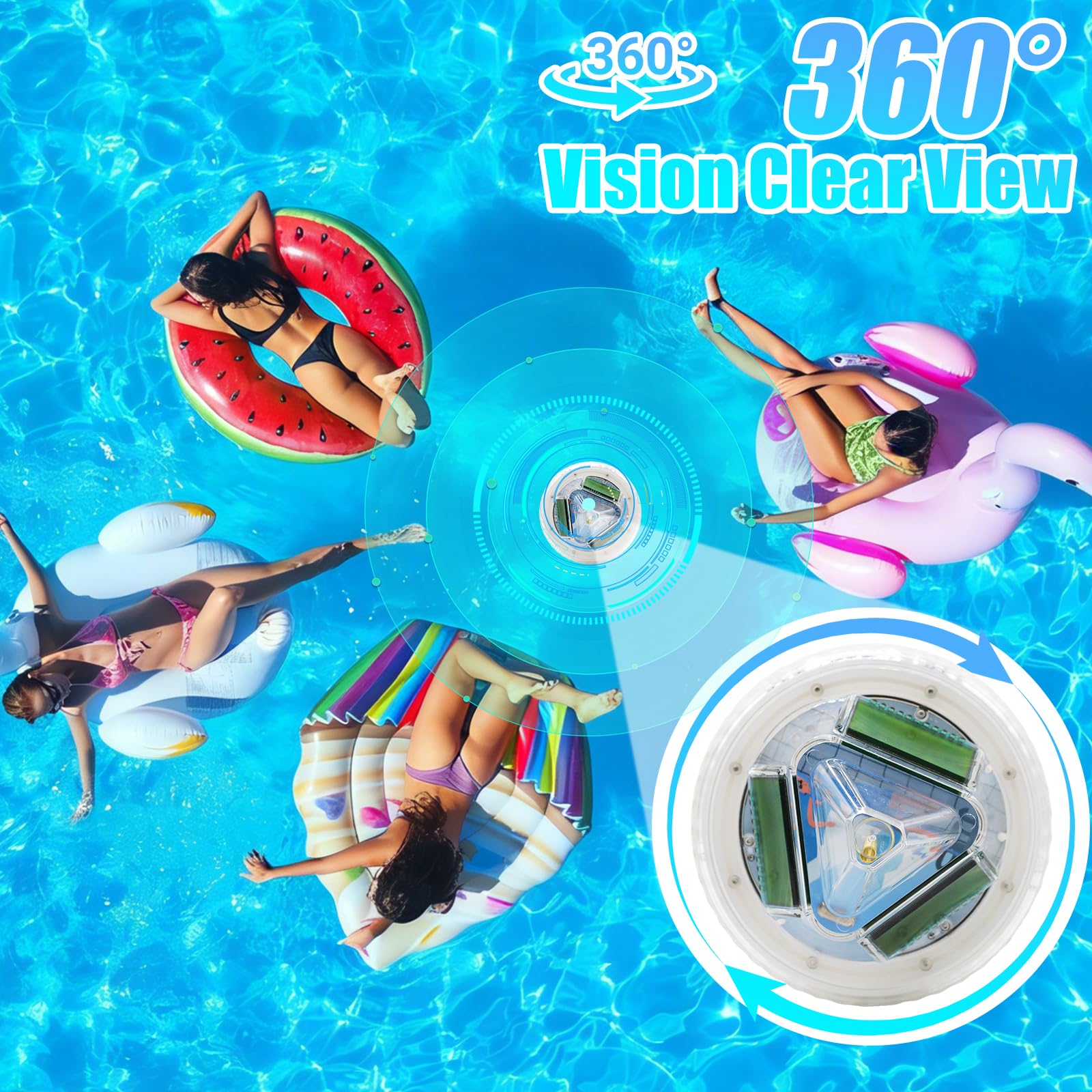 Termometro digitale per piscina, con ampio display | Portata di 60 m, visione a 360°, impermeabile IPX7, sensore ad alta precisione, adatto per piscine, vasche da bagno