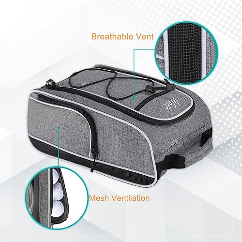 Miniatura 11 de Wolt Bolsa para zapatos de golf - Bolsas de transporte para zapatos deportivos y de viaje con ventilación y doble bolsillo exterior para accesorios