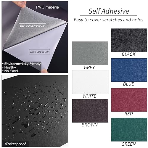 Miniatura 16 de Parche de reparación de cuero, parches de cuero autoadhesivo de 17 x 79 pulgadas para muebles, sofá, asiento de automóvil, sofá, silla, parche