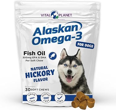 Vital Planet - Alaskan Omega-3 Soft Chews for Dogs, Wild Alaskan Fish Oil 30 Hickory Flavored Soft Chews
