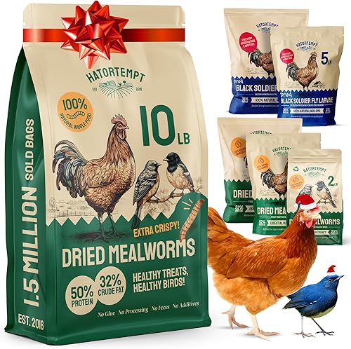 Vista 9 de Hatortempt Gusanos de harina secos de 2 libras para aves silvestres y pollos, alimento orgánico prémium sin OMG - Gusanos nutritivos de comida secos