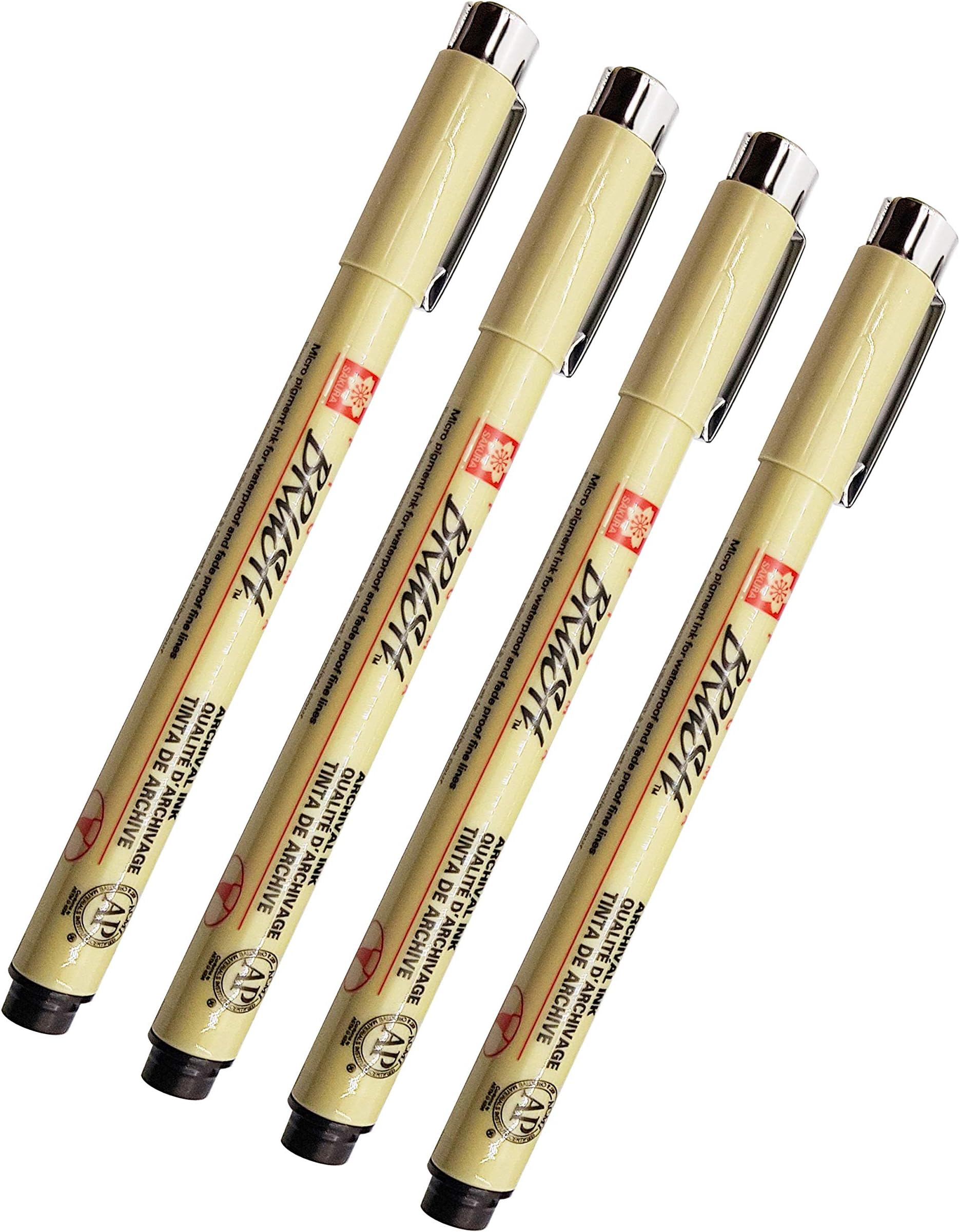 Sakura Pigma Micron Brush Black Pen Pack of 4 (Brush)