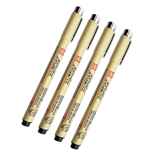 Sakura Pigma Micron Brush Black Pen Pack of 4 (Brush)