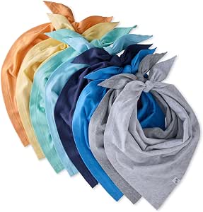 Pet Passion Bandit - 8 Pack Organic Cotton Pet Bandanas for Dogs, Rainbow Blues, X-Small/Small