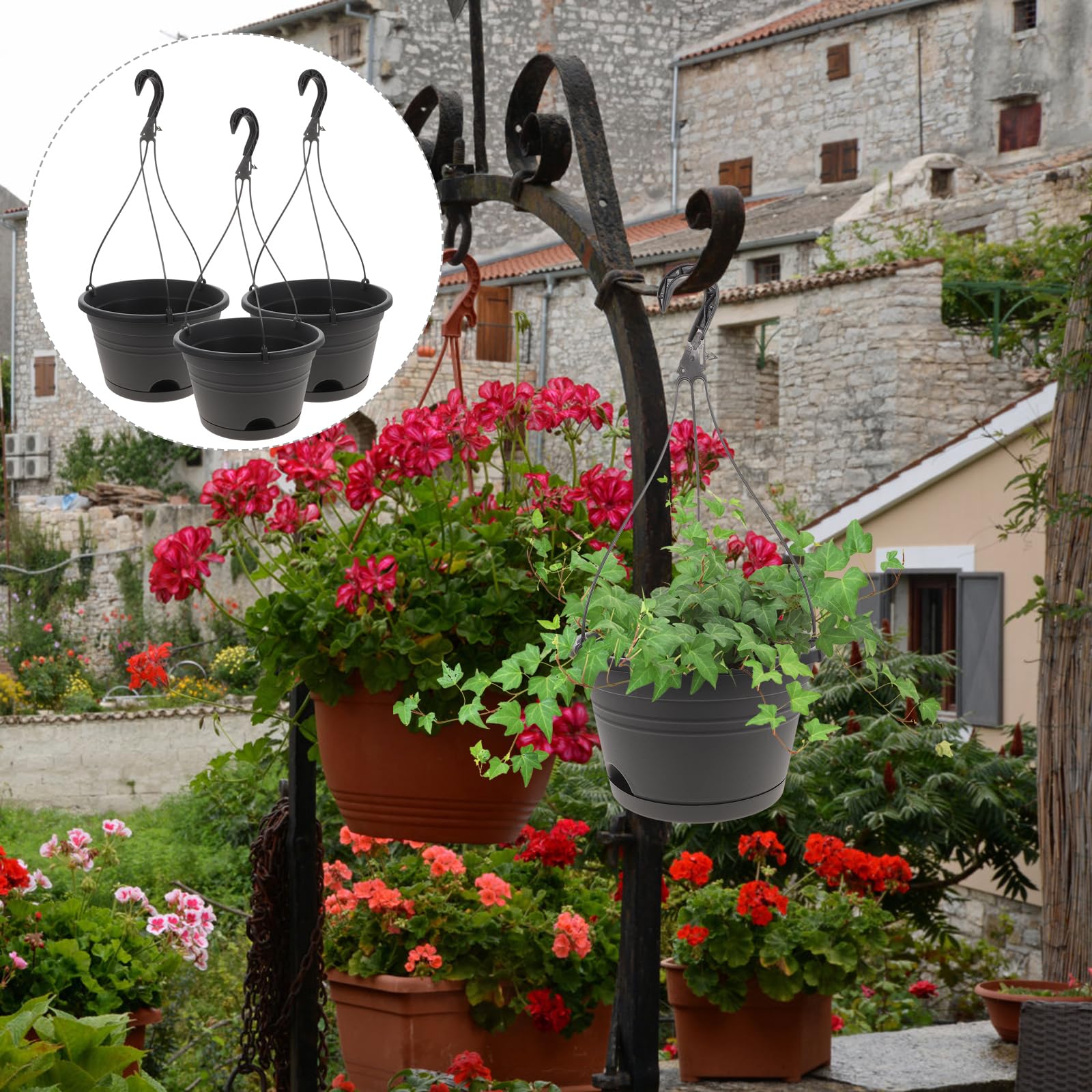 Cabilock 3 Stücke Blumenampel Pflanzampel Hängeampeln Hängender Blumentopf mit Haken Hängepflanztopf Pflanztopf Blumenkasten zum Aufhängen für Innen Außen Garten Balkon Terrasse