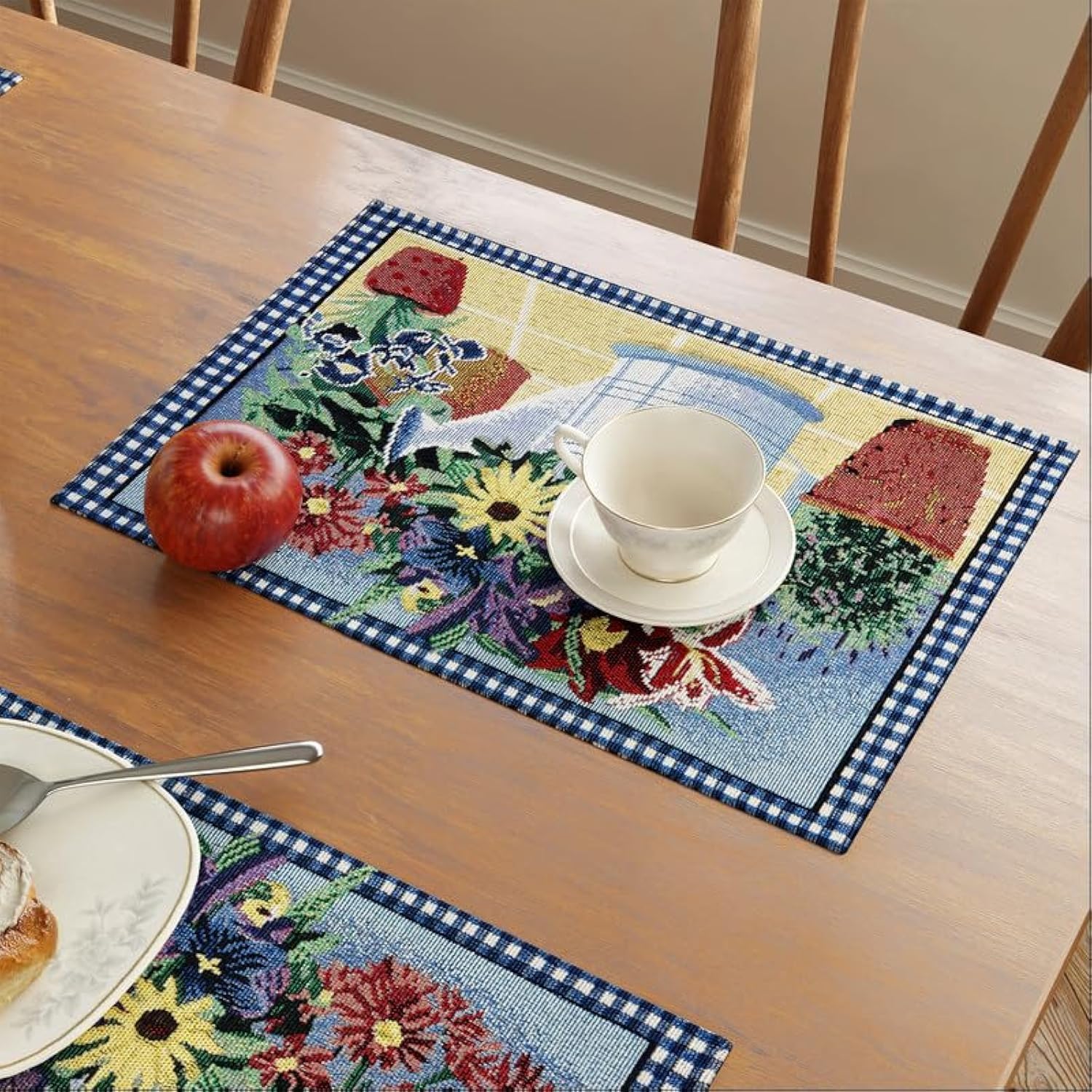 Encasa XO Boho Jacquard Table Placemats Set of 4 - Chilies Design | Vintage Style | Each Size 19x13 in | Woven Bohemian Tapestry for Dining - Machine Washable (B0C5JHW2MJ) Amazon Price History, Amazon Price Tracker