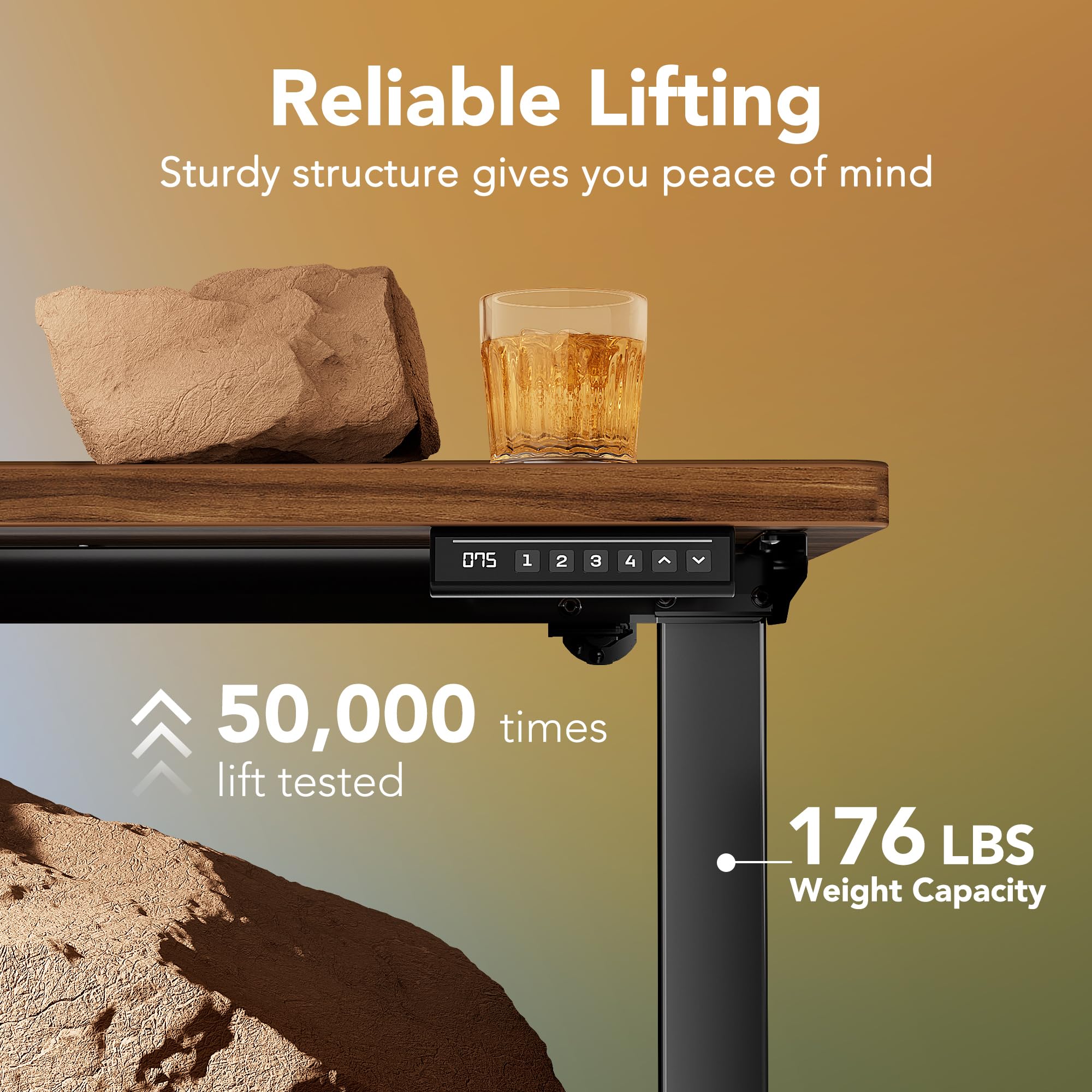 HUANUO 32 Small Electric Standing Desk Adjustable Height 4 Memory Height Settings Sit Stand Up Desk for Home — view 4