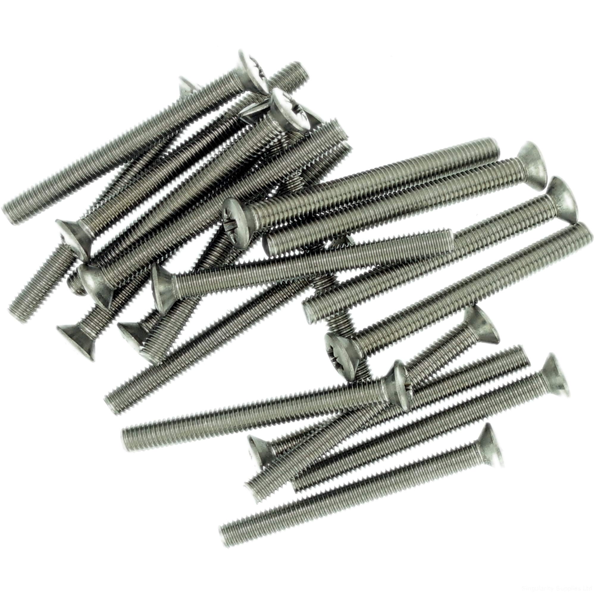 Singularity Supplies M4 (4Mm X 40Mm) Pozi Raised Countersunk Machine Screw (Bolt) - Stainless Steel (A2) (Pack Of 20)