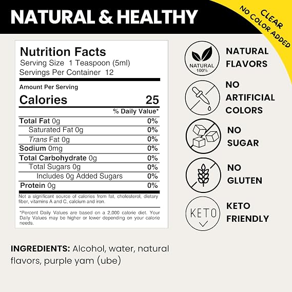 100% Natural Ube Extract for Baking, Ice Cream, Drinks and Candy - 2 Oz - Harvest Moon Delights - Water-Soluble - Clear & Dye Free - Ube Extract for Ube Halaya - Ube Flavoring for Baking Filipino Desserts and Drinks
