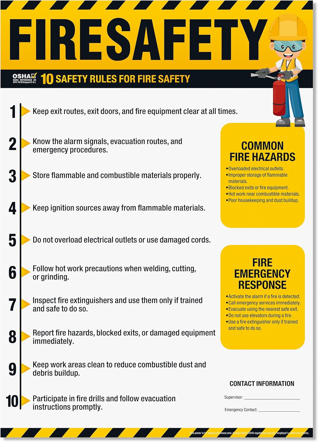 Forklift Safety Poster, OSHA Compliant Forklift Operation Safety Rules Sign Poster, 18"x24" Laminated Workplace Safety Rules Poster for Warehouse and Industrial Use, Waterproof, Tear-Resistant