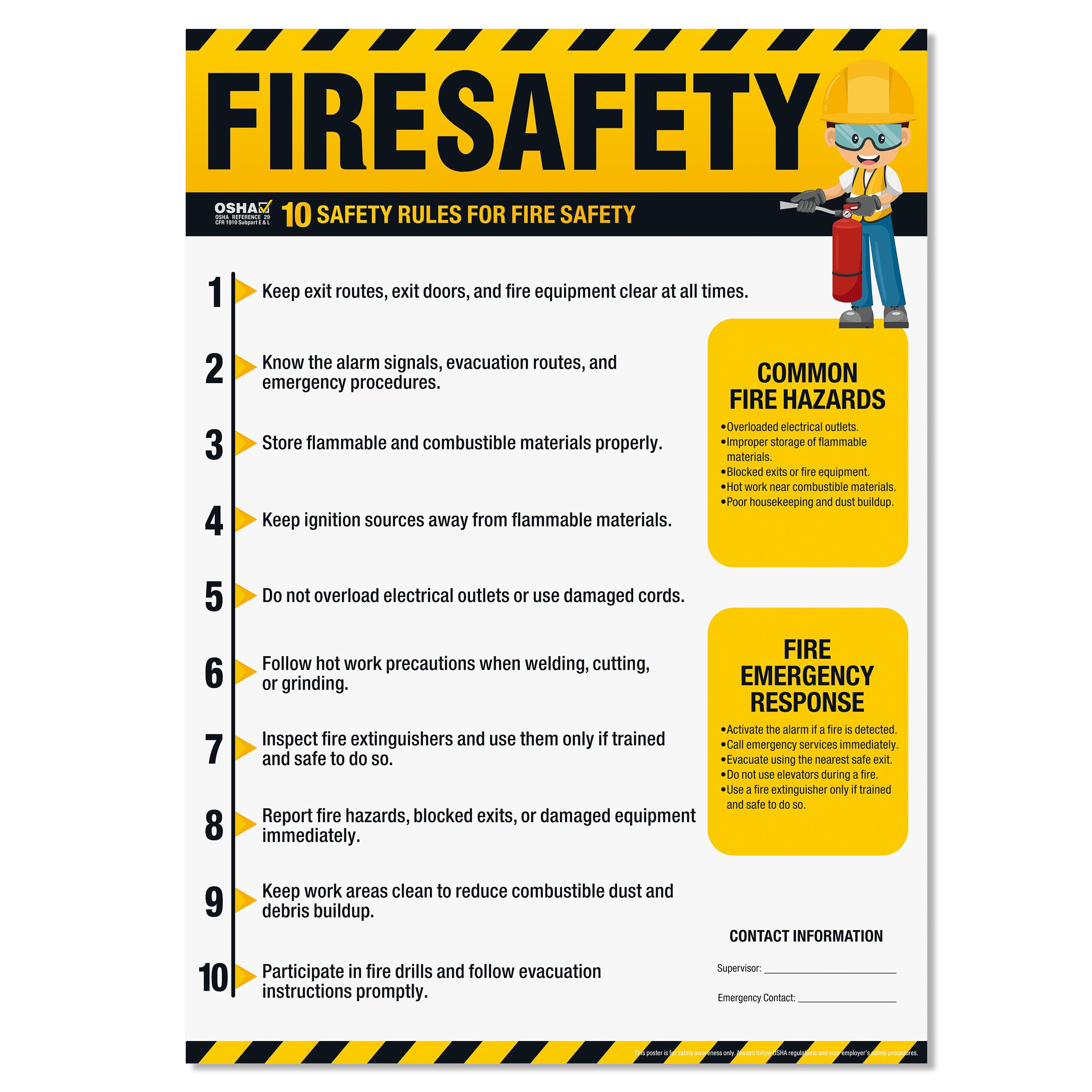 Construction Safety Rules Poster, 18"x24" OSHA Compliant Construction Safe Rules Checklist Guidelines Sign, Safety Awareness Poster for Workplace, Waterproof, Tear-resistant — Amazon image 8