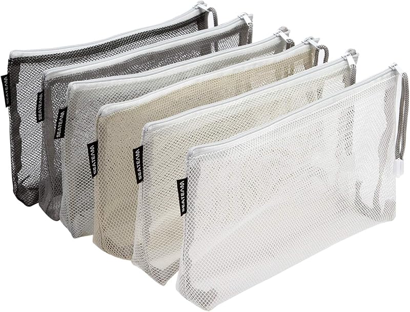 Necessaires de maquiagem em tela de nylon com zíper Sea Team, pacote com 6