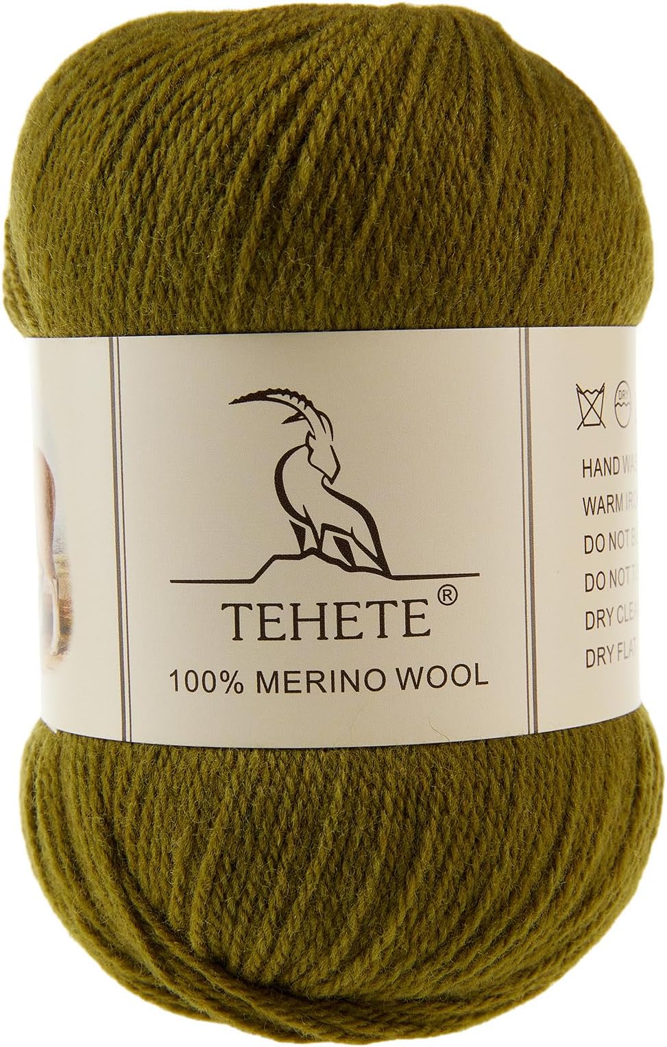 TEHETE 100% Merino Wool Yarn for Knitting 3-Ply Luxury Warm Soft Lightweight Crochet Yarn(Qiuxiang Green,1Ball)