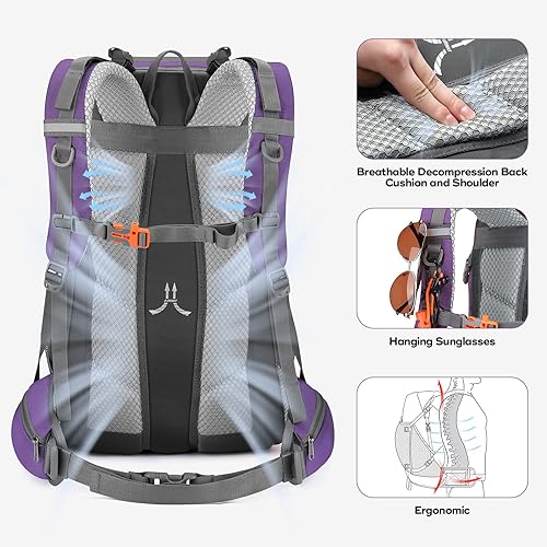 Vista 55 de Maelstrom Mochila de senderismo, mochila de camping, mochila de senderismo impermeable de 50 litros con cubierta para lluvia, mochila de viaje 50L