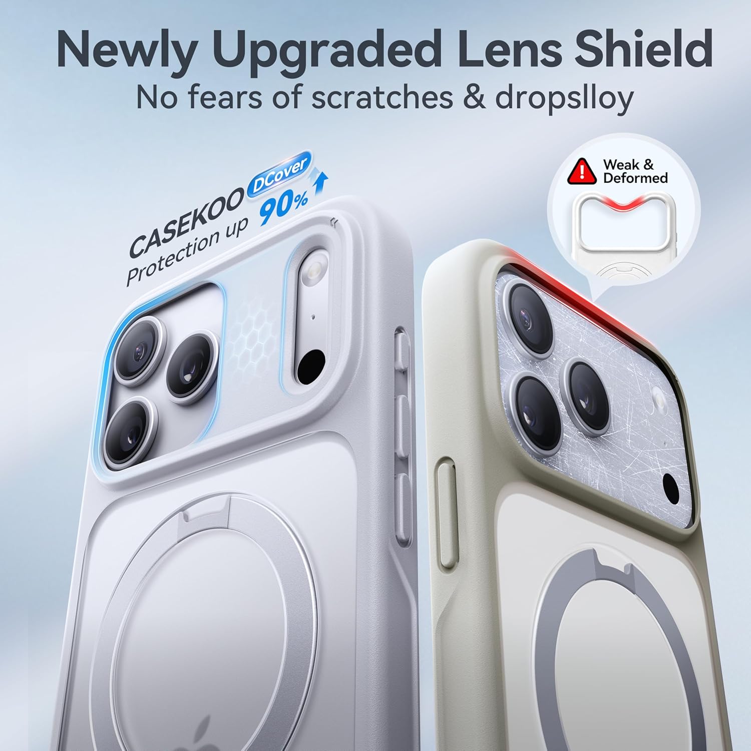 CASEKOO Ultra-Magnetic Stand for iPhone 17 Pro Max Case [Military Drop Protection] [Compatible with MagSafe] Shockproof Translucent Matte Slim Ring for iPhone 17 Pro Max Phone Case 6.9", White