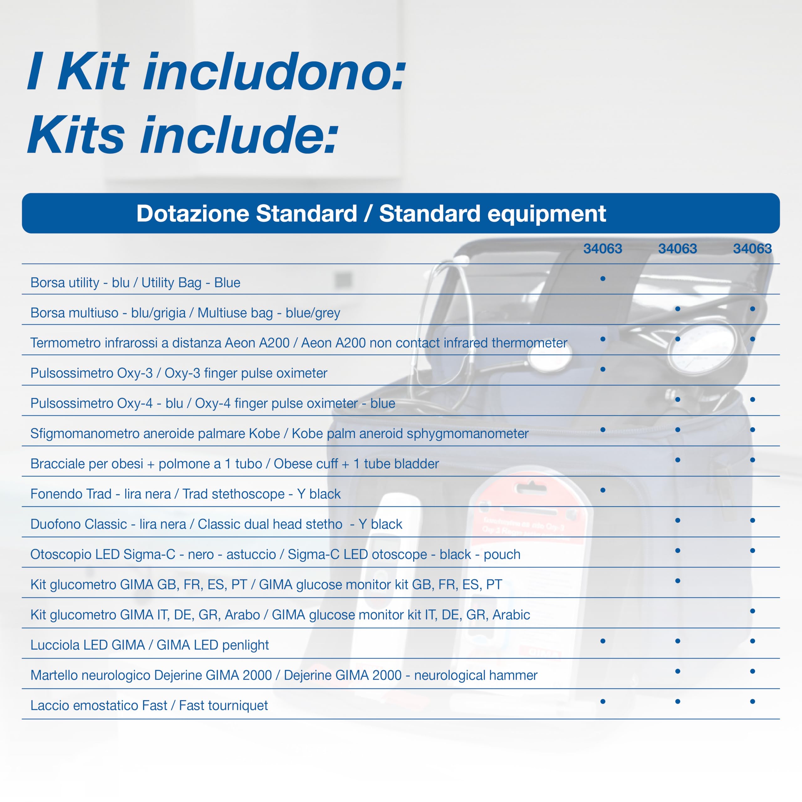 GIMA - Kit dottore 4A borsa multiuso grigia e blu, 34066