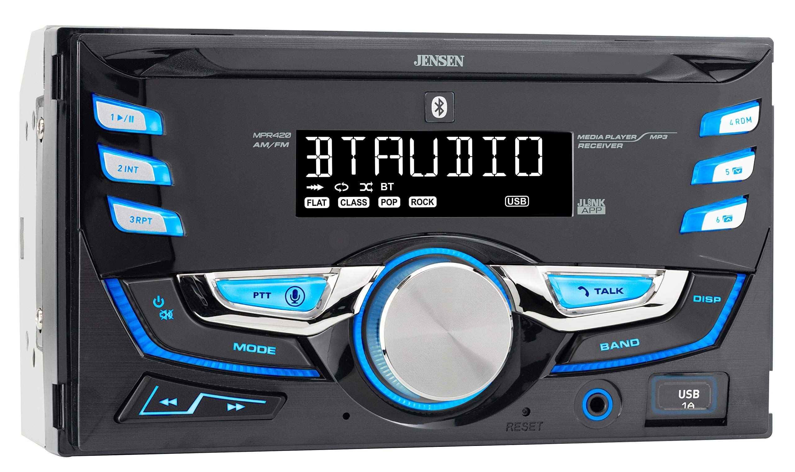 MPR420 7 Character LCD Double DIN Car Stereo Radio | Push to Talk Assistant | Bluetooth Hands Free Calling & Music Streaming | AM/FM Radio | USB Playback & Charging | Not a CD Player