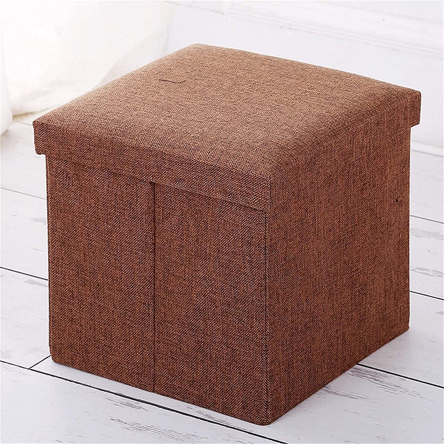 Repose-Pieds Simplicité Pouf Tissu Coffre Rangement Pliable Banc Chaussures Café