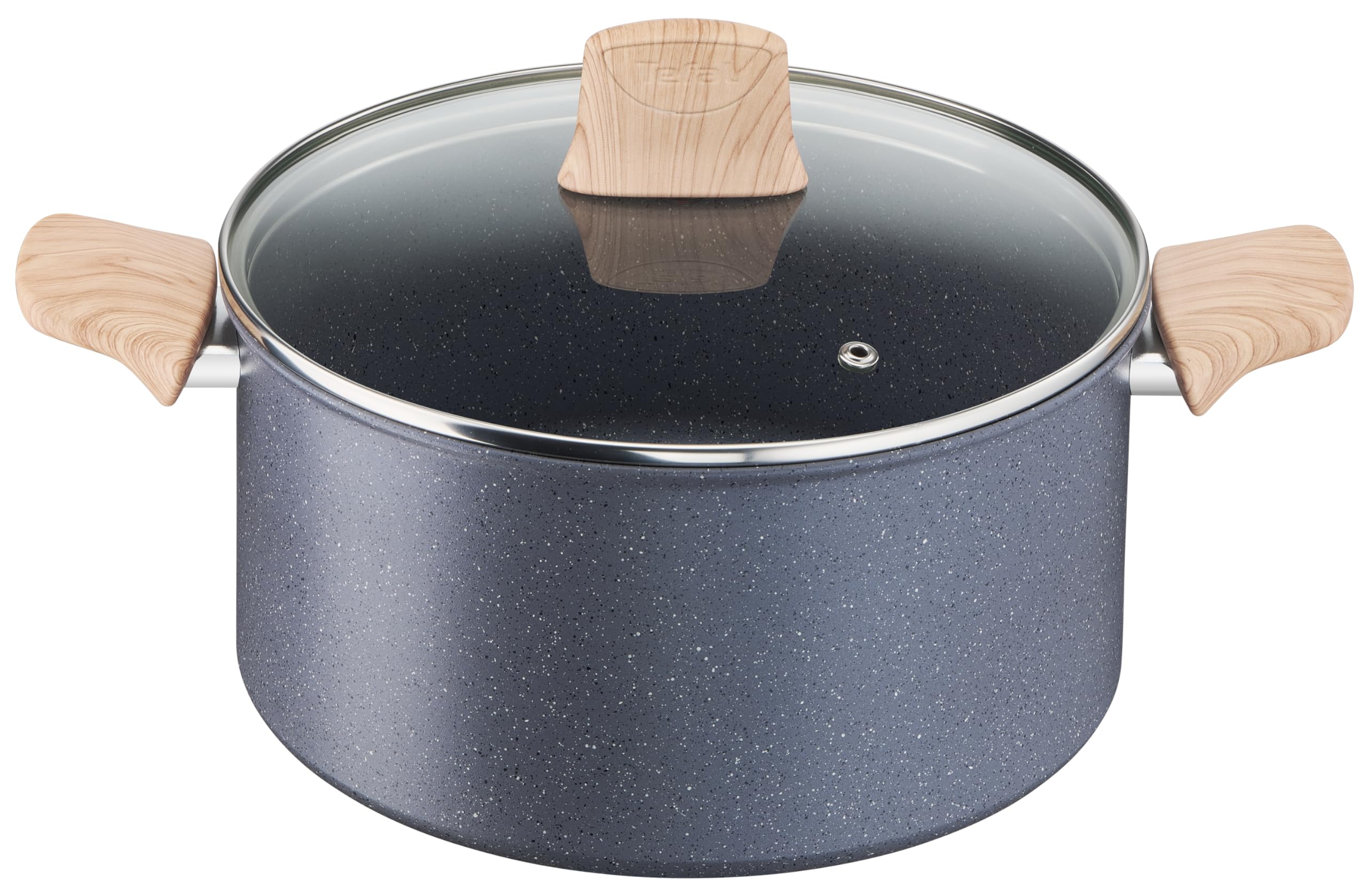 TEFAL G2669282 Natural Force, zestaw, garnek 5.2L, patelnie 24/20 cm, szklana pokrywka, drewniana szpatułka, aluminium, indukcja, szare