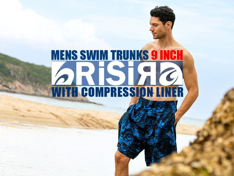BRISIRA Mens Swim Trunks Bathing Suit 9 Inch Inseam Compression