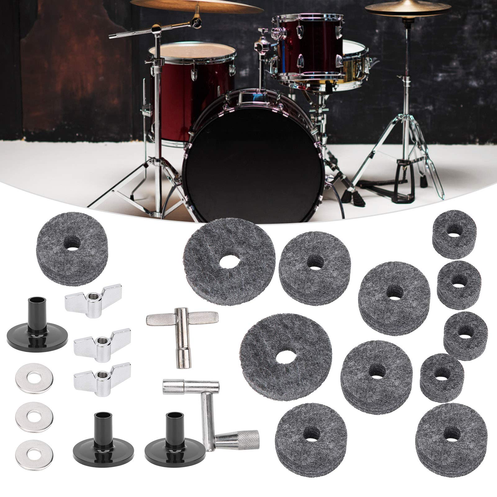 Tampone in feltro per batteria, 23Pcs Kit, for piatti, con dadi ad alette, for cooking, for home use