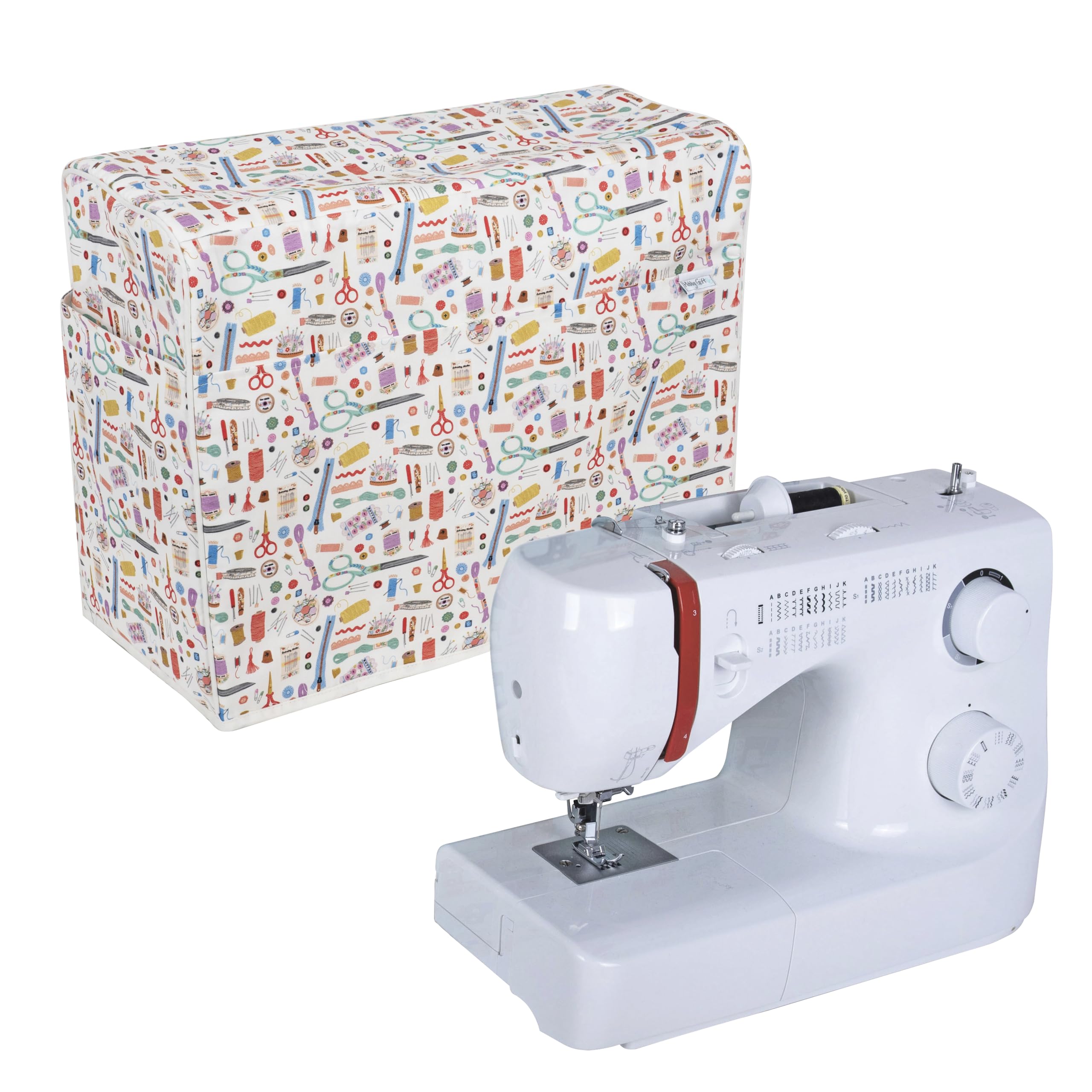 Hobby Gift Sewing Machine Dust Cover with External Pockets, Haby Notions