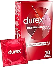 Durex Real Feel Ultra Condoms - Sensi-Fit Condoms with 20% Thinner Material at the Tip for More Intense Feeling - Pack of 10 (1 x 10 Pieces)