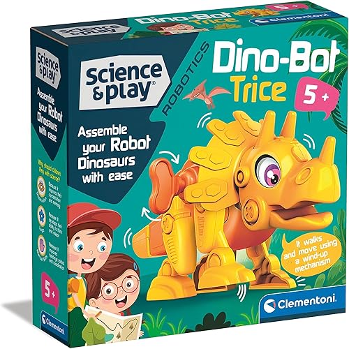 Clementoni 75074 Science & Play Dino Bot Triceratops, educativo y científico, juego de construcción, regalo para niños de 8 años, STEM, robot de