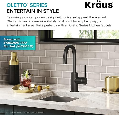 Miniatura 4 de KRAUS Oletto - Grifo de barra de cocina monomando con ensamble de montaje superior QuickDock, en negro mate, KPF-2600MB