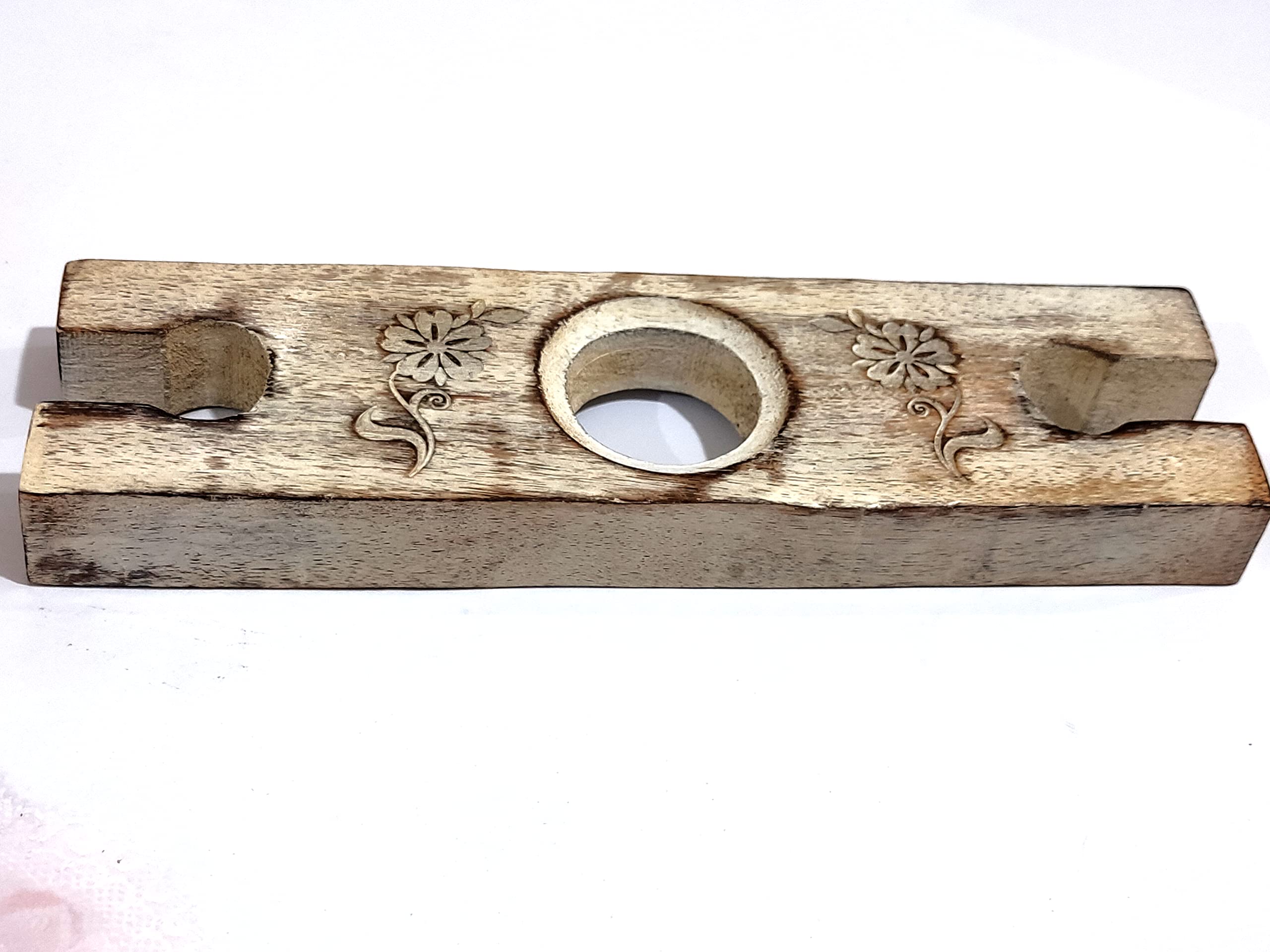 S.B Arts - Soporte para botella de vino y vidrio de color blanco hecho a mano, soporte de madera antigua para vino para dos copas y botella, bellamente hecho a mano, aspecto antiguo tradicionalmente 2