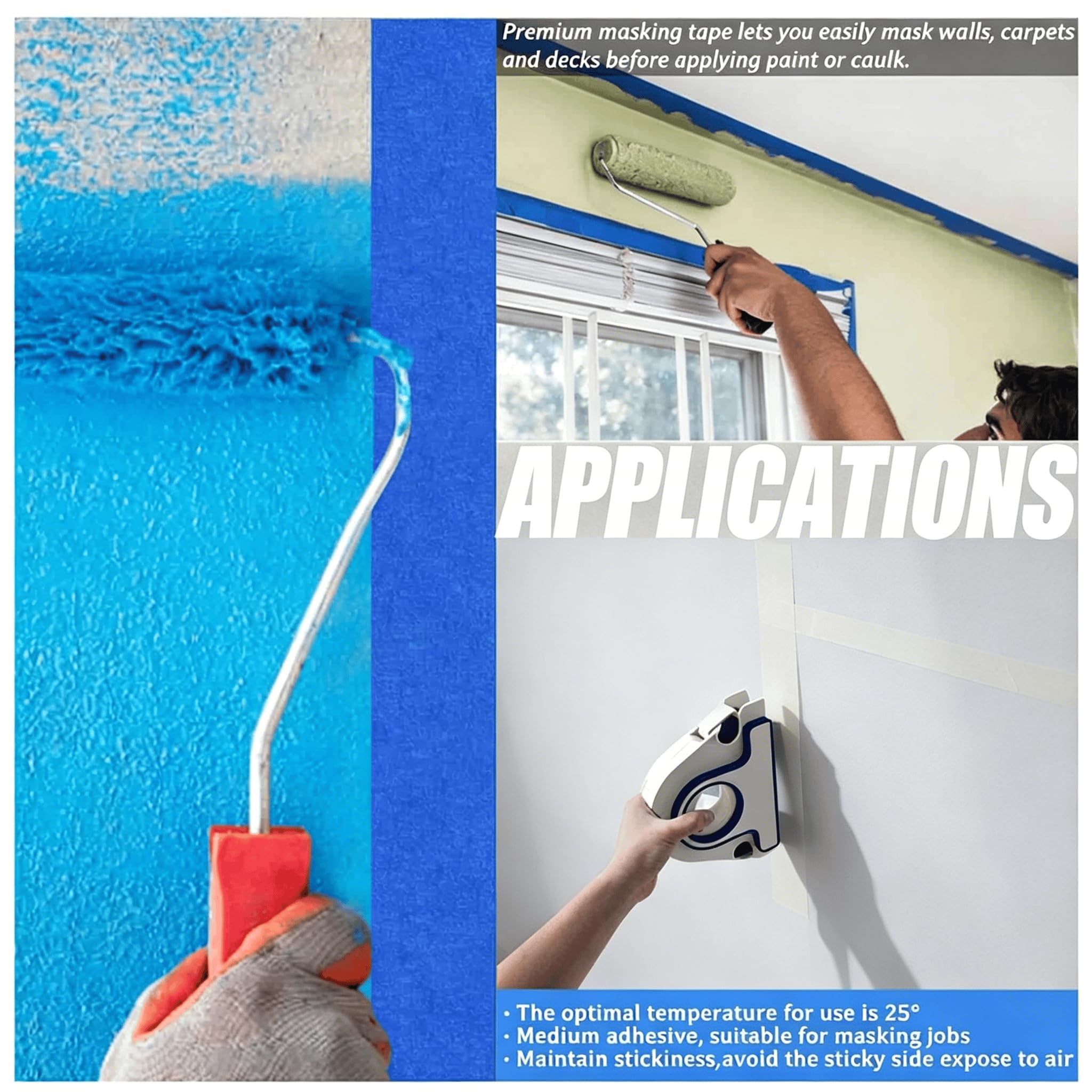Applicateur De Ruban De Masquage avec Racler Intégré Et Outil D'espacement Supercher 1Mm pour Les Bords De Peinture Propres sur Les Fenêtres Et Les Portes De Garne