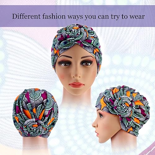 Miniatura 2 de 6 diademas para mujeres negras, turbantes africanos para mujeres, nudo de flores, gorro preatado