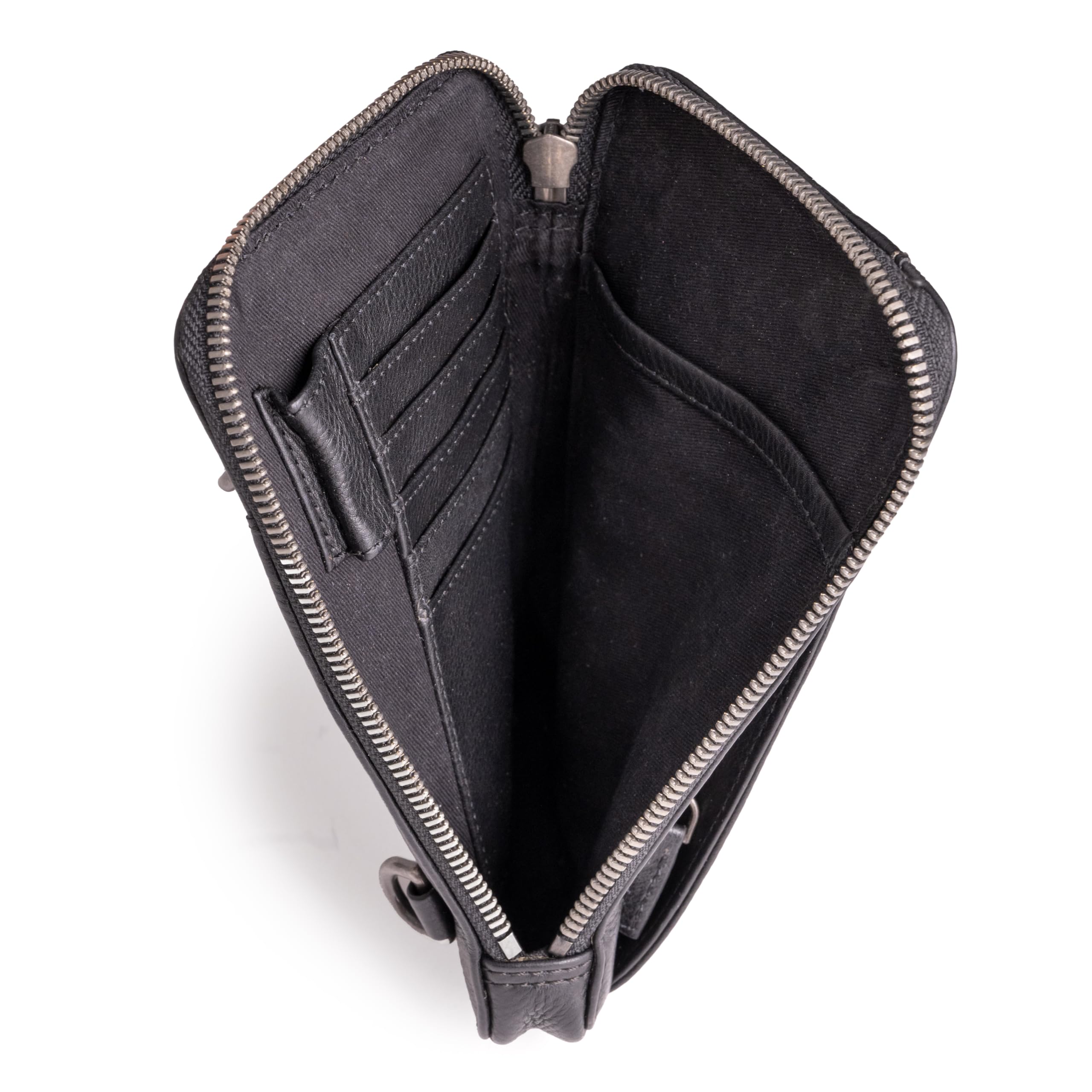 Berliner Bags Premium etui na telefon komórkowy Prague, małe Crossbody ze skóry, torba na ramię z portmonetką, dla kobiet i mężczyzn - czarna