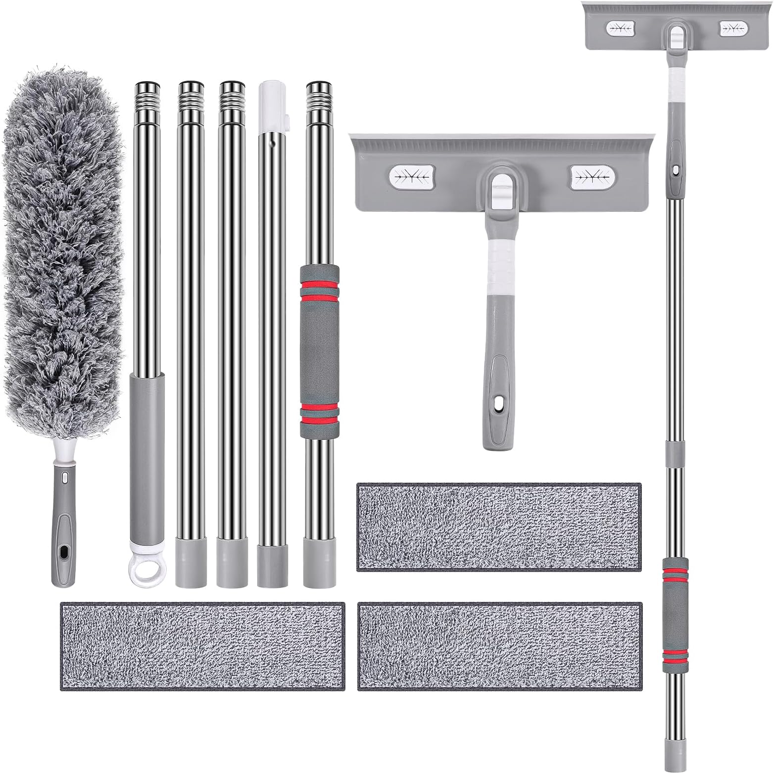 Thboxes Window Squeegee Cleaner,4 in 1 Cleaning Equipment Kit with Extension Pole, 80 Inch Cleaner Tool Shower Bendable Head for Indoor Outdoor Car Glass, High Cleaning, White, 29x28 cm (SY-0050)