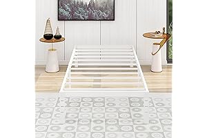 alazyhome Metal Bed Frame Twin XL-White Twin Extra Long Steel Bed Frame...