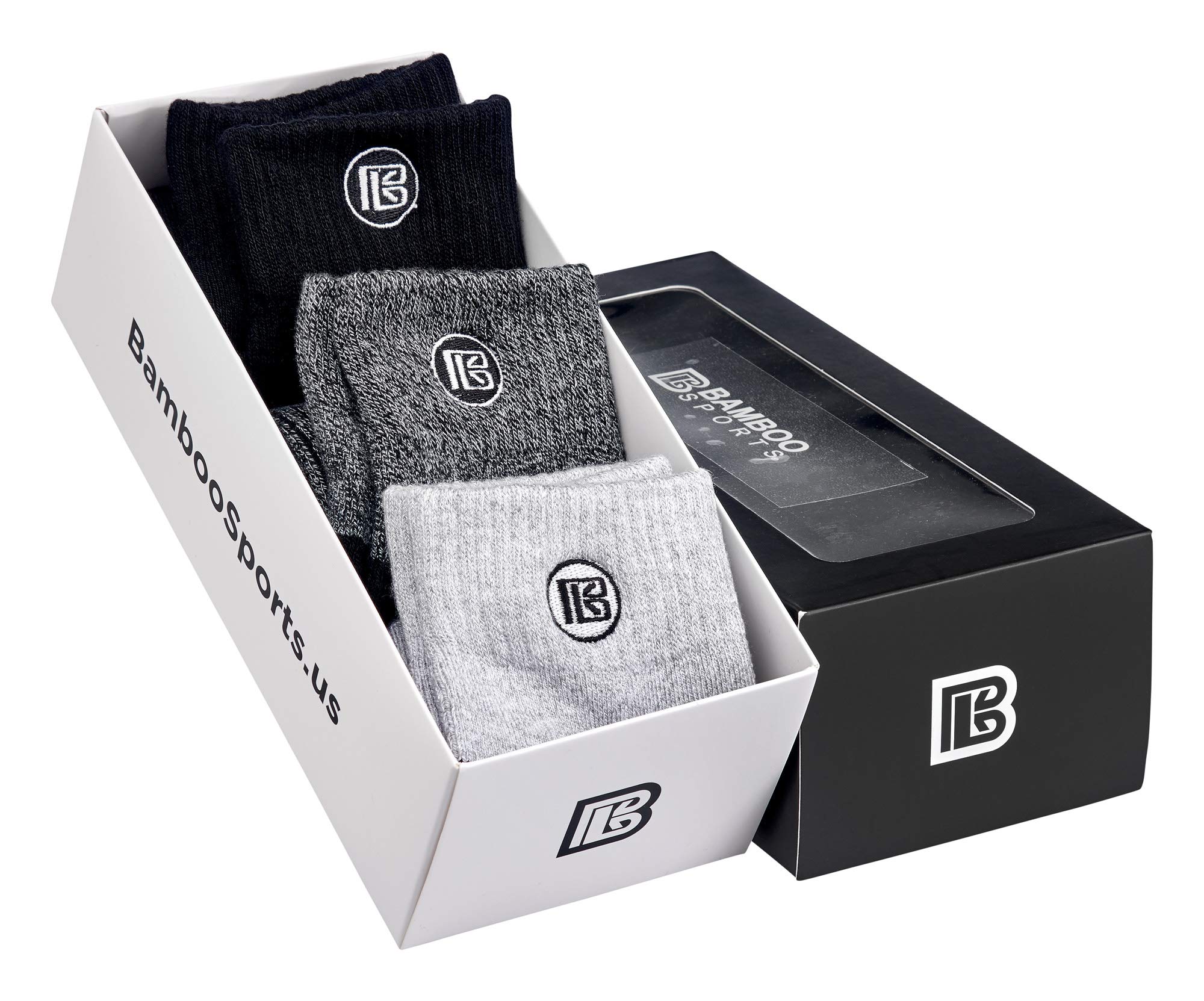 BAMBOO SPORTS BBamboo Sports Premium Bamboo Crew Work Socks- Moisture Wicking, Odor Eliminating