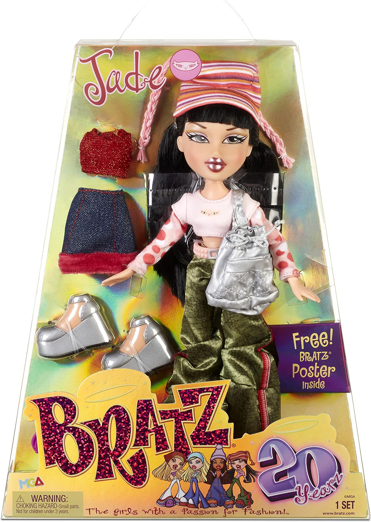 Bratz 20 Yearz Special Anniversary Edition Original Fashion Doll Jade with Accessories and Holographic Poster | Collectible Doll | For Collector Adults and Kids of All Ages