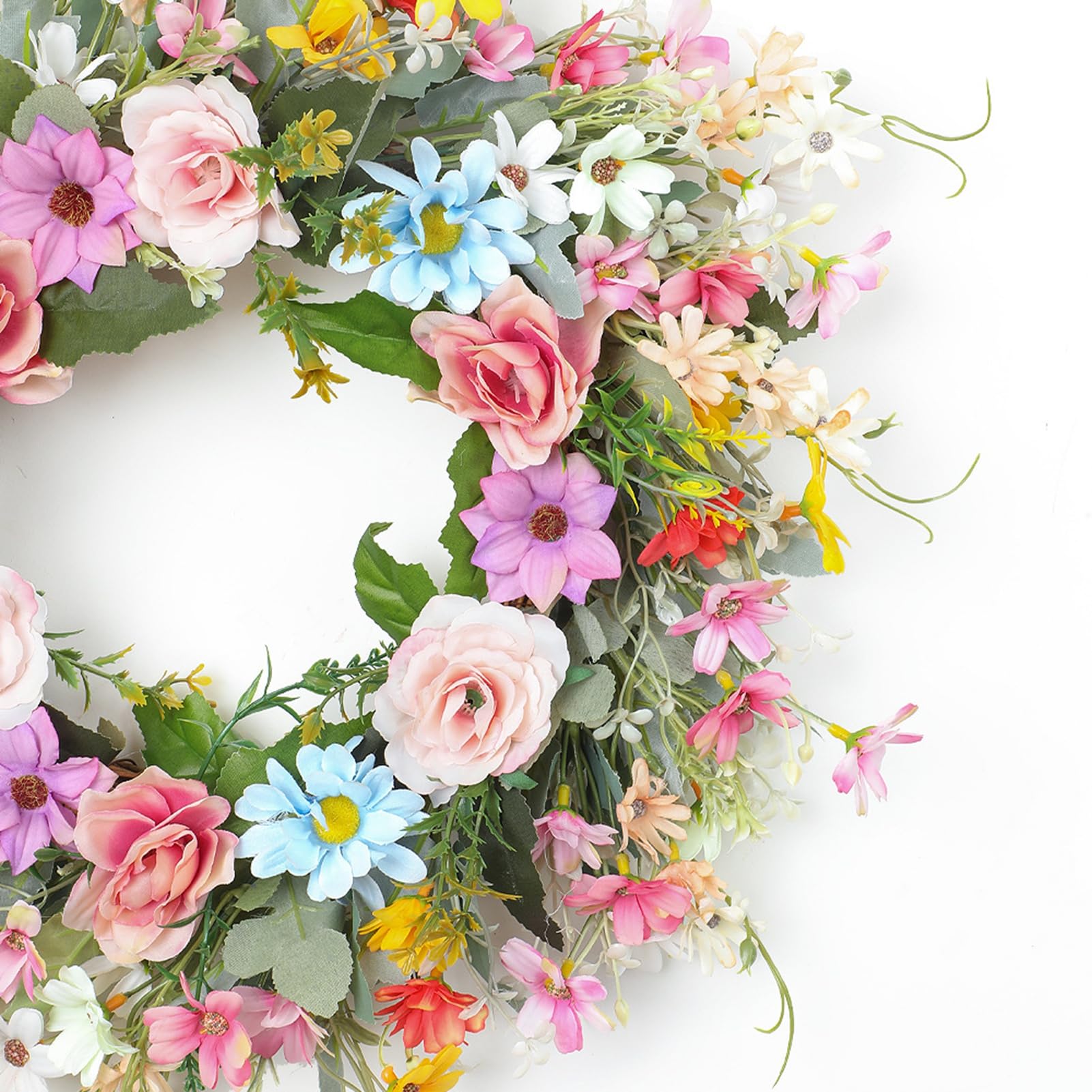 Fockety di Fiori Artificiali per Porta, Ghirlanda Primaverile 17 Pollici,