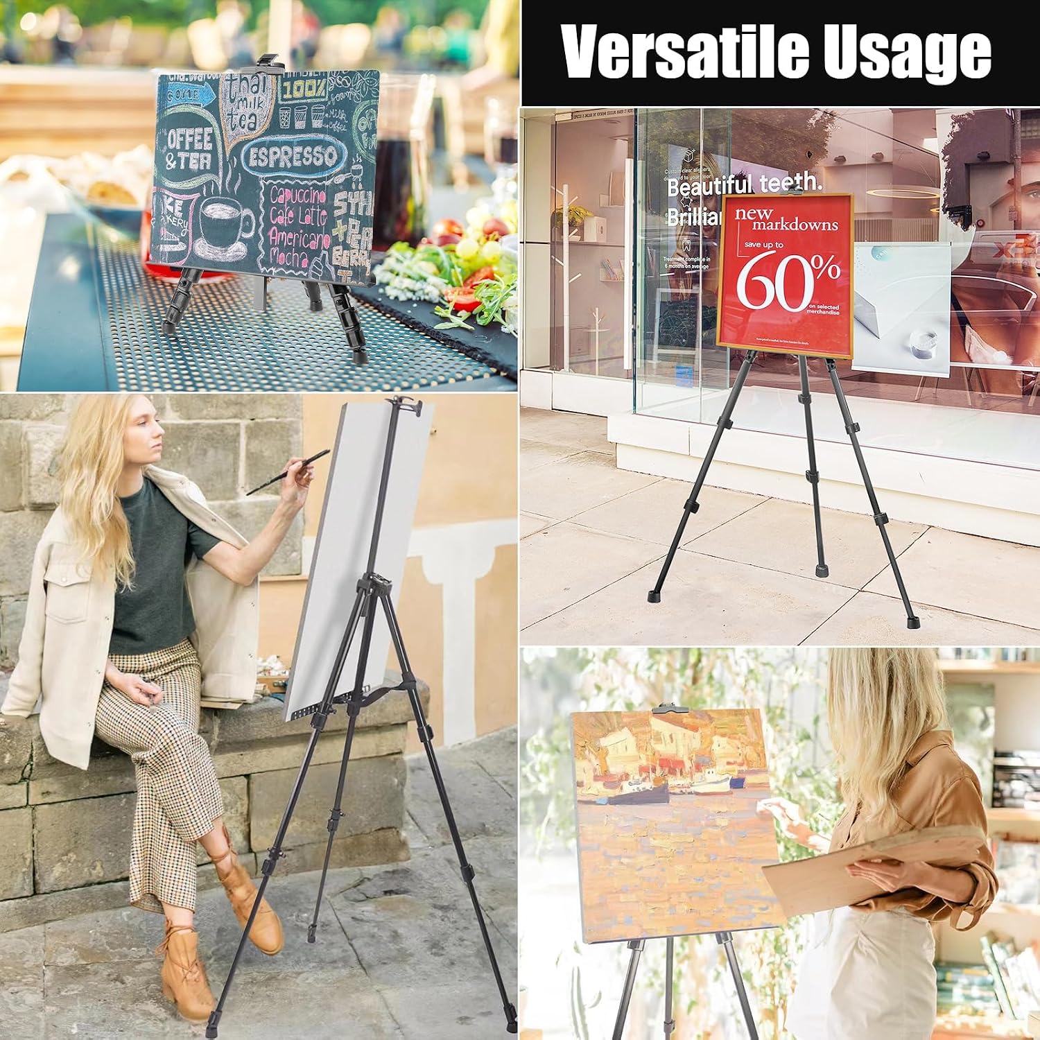 Artist Easel Stand – Metal Tripod Easel for Painting Canvas,Adjustable ...