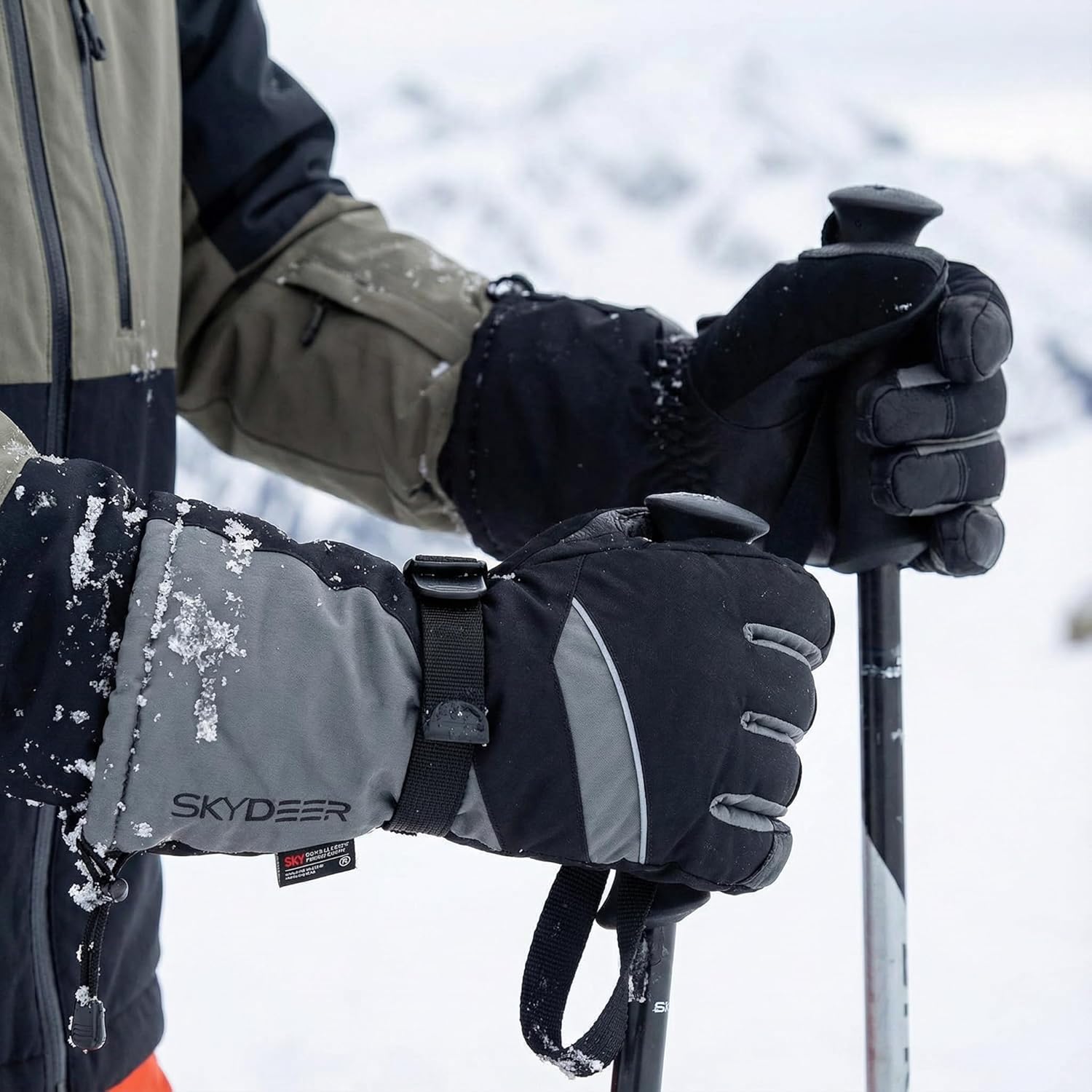 SKYDEER Waterproof and Windproof Genuine Deerskin Leather Ski Gloves with 150G 3M Thinsulate Insulation (SD8648T) - Image 6